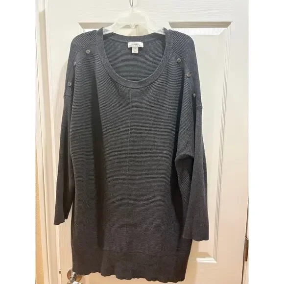 Very Chic Women's Size 2XL CJ Banks Sweater in Dark Grey - Picture 5 of 8